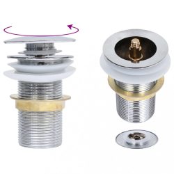   krómszínű nyomógombos leeresztő túlfolyó nélkül 6,4x6,4x9,1 cm