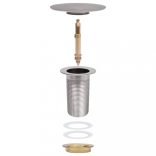 krómszínű nyomógombos leeresztő túlfolyó nélkül 6,4x6,4x9,1 cm