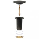 fekete nyomógombos leeresztő túlfolyó nélkül 6,4 x 6,4 x 9,1 cm