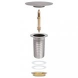 ezüst nyomógombos leeresztő túlfolyó nélkül 6,4 x 6,4 x 9,1 cm