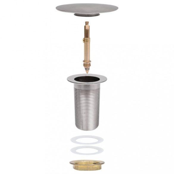 ezüst nyomógombos leeresztő túlfolyó nélkül 6,4 x 6,4 x 9,1 cm