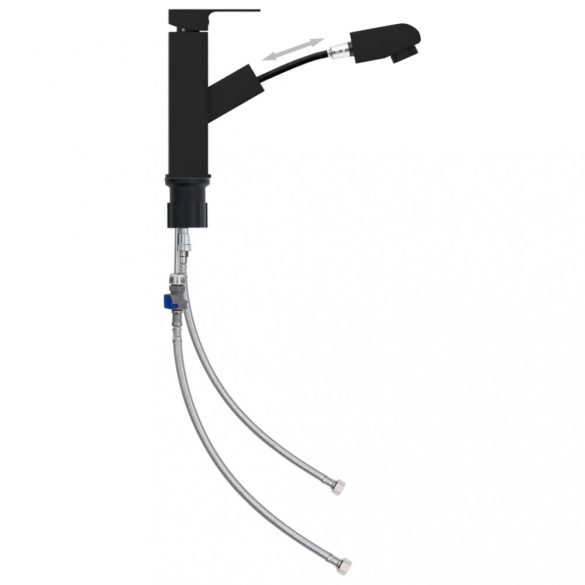 fekete kihúzható fürdőszobai mosdócsaptelep 157 x 172 mm