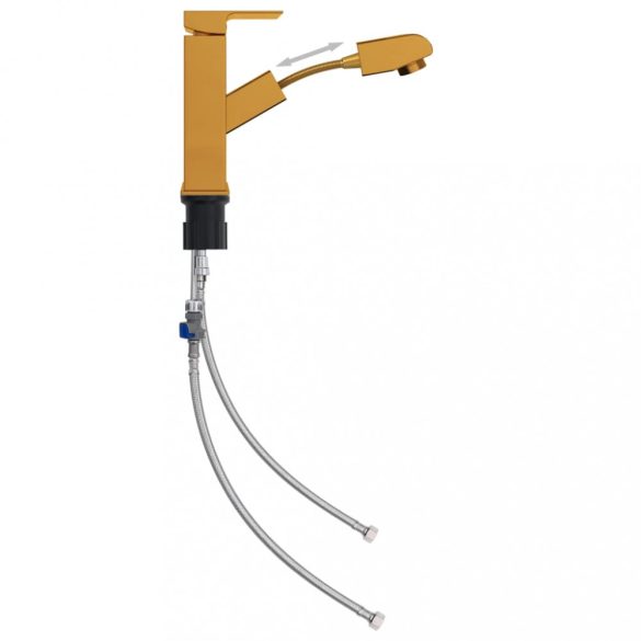 aranyszínű kihúzható fürdőszobai mosdócsaptelep 157 x 172 mm