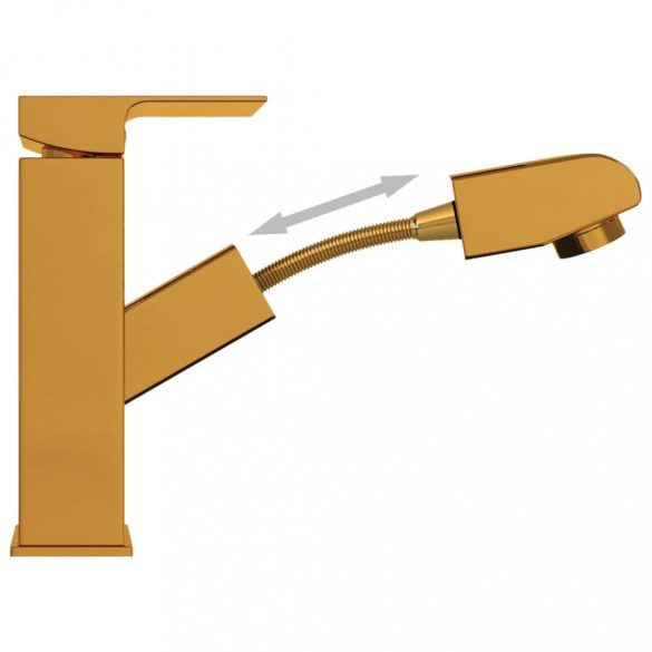 aranyszínű kihúzható fürdőszobai mosdócsaptelep 157 x 172 mm