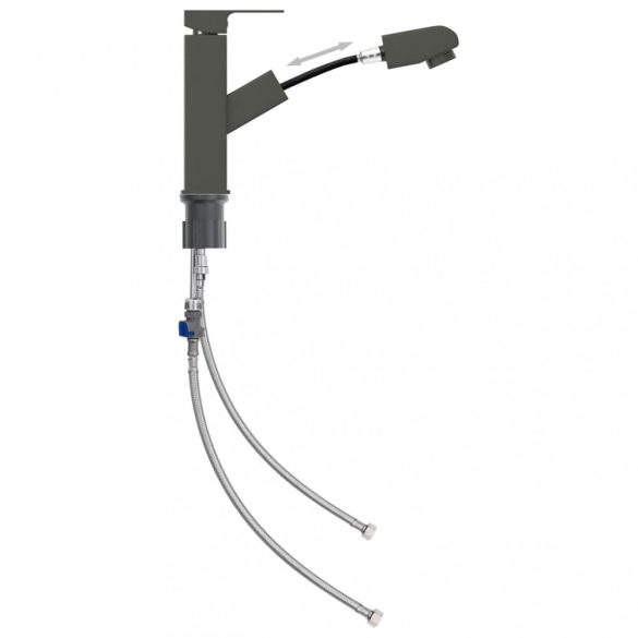 szürke kihúzható fürdőszobai mosdócsaptelep 157 x 172 mm