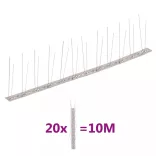 20 db 10 m-es 2-soros rozsdamentes acél madár- és galambtüske