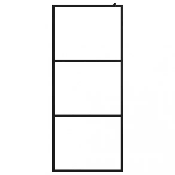 fekete zuhanyfal átlátszó ESG üveggel 90 x 195 cm