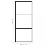 fekete zuhanyfal átlátszó ESG üveggel 90 x 195 cm