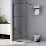 fekete zuhanyfal átlátszó ESG üveggel 100 x 195 cm