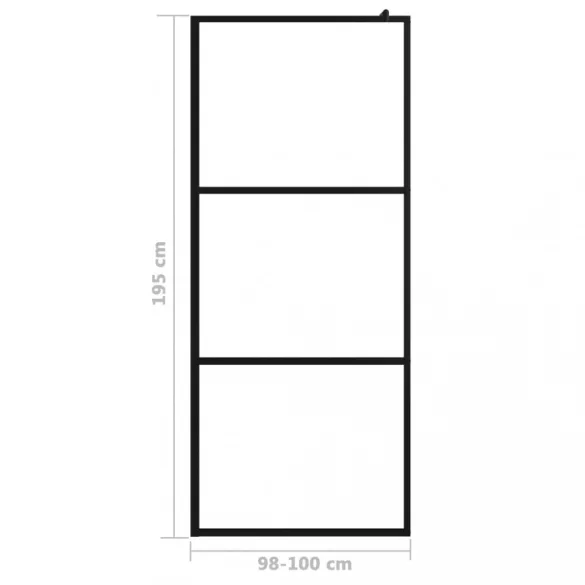 fekete zuhanyfal átlátszó ESG üveggel 100 x 195 cm