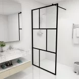 fekete zuhanyfal edzett üveggel 100 x 195 cm
