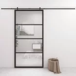 fekete alumínium és ESG üveg tolóajtó 102,5 x 205 cm