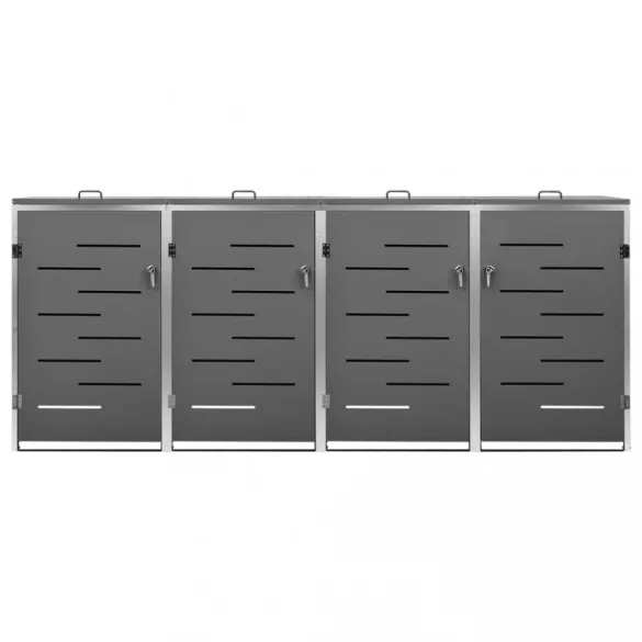 acéltároló négy gurítható szemeteskukához 276,5x77,5x112,5 cm