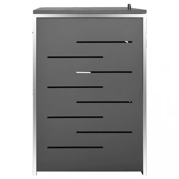 acéltároló négy gurítható szemeteskukához 276,5x77,5x112,5 cm