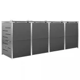 acéltároló négy gurítható szemeteskukához 276,5x77,5x112,5 cm