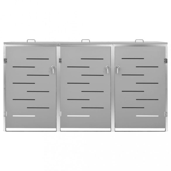 acél tároló három gurítható szemeteskukához 207x77,5x112,5 cm