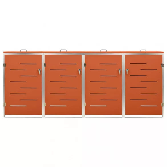 acéltároló négy gurítható szemeteskukához 276,5x77,5x112,5 cm