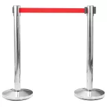 4 db ezüst rozsdamentes acél elválasztó tartóoszlop szíjjal