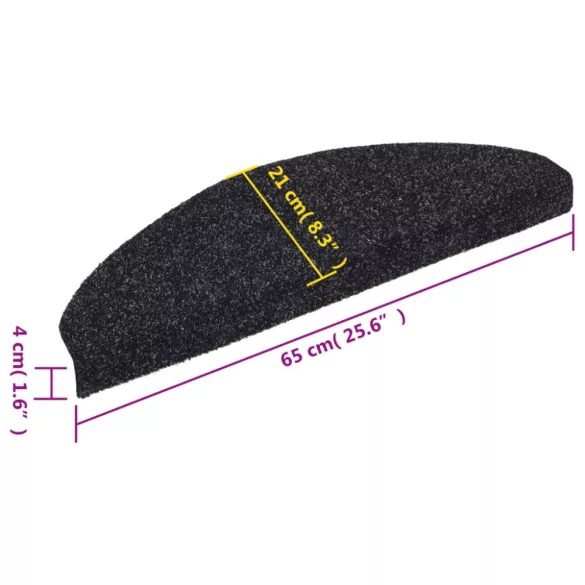 5 db öntapadós lépcsőszőnyeg 65 x 21 x 4 cm fekete, nagy félkör alakú