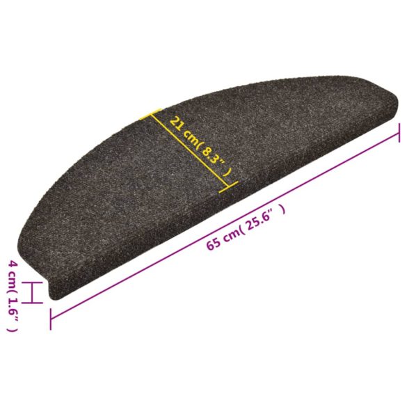 5 db öntapadós lépcsőszőnyeg 65 x 21 x 4 cm antracitszürke félkör alakú nagyméretű