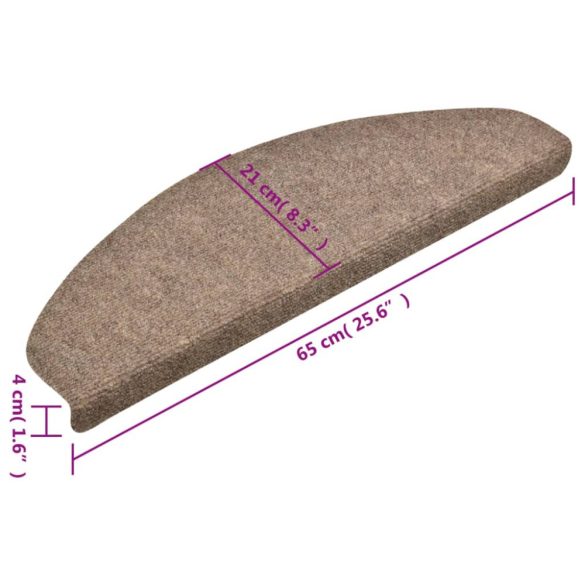 5 db öntapadós lépcsőszőnyeg 65 x 21 x 4 cm bézs félkör alakú nagy