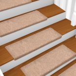 5 db öntapadós lépcsőszőnyeg 65 x 21 x 4 cm világosbarna téglalap alakú széllel