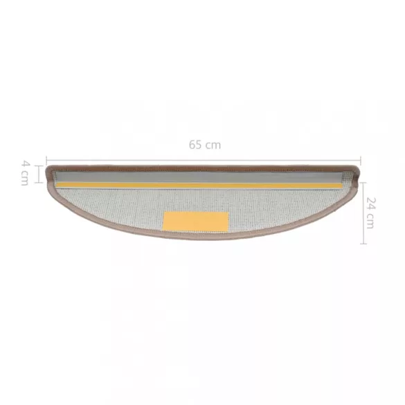 10 db világosbarna, félkör alakú, nagy lépcsőszőnyeg 65 x 24 x 4 cm