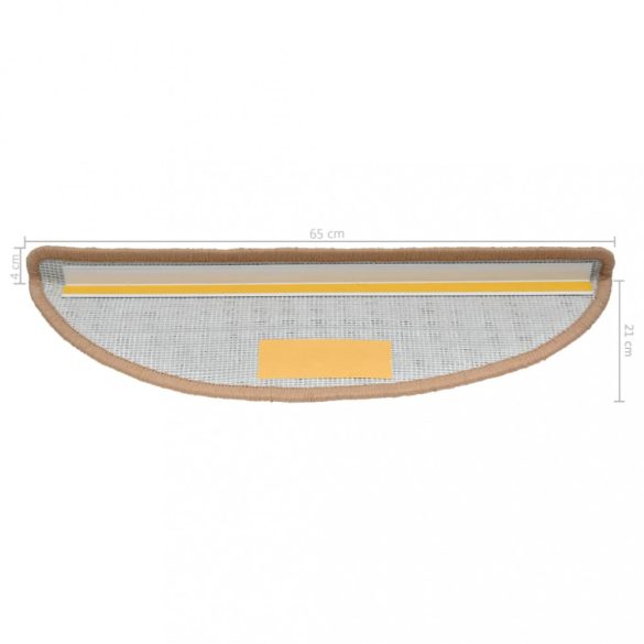 10 db bézs, félkör alakú lépcsőszőnyeg 65 x 21 x 4 cm, nagy