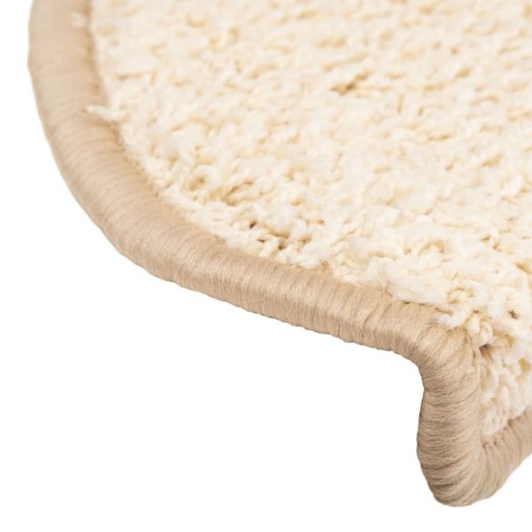 10 db krémszínű, félkör alakú lépcsőszőnyegek, nagy méretben, 65 x 21 x 4 cm