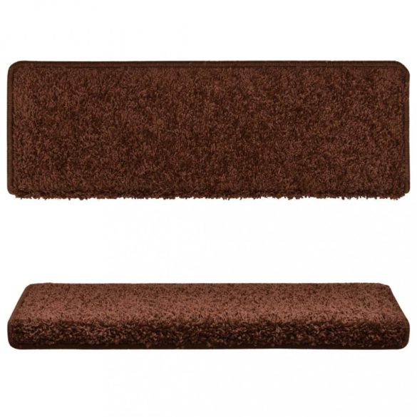 10 db lépcsőszőnyeg, barna, téglalap alakú széllel, 65 x 21 x 4 cm