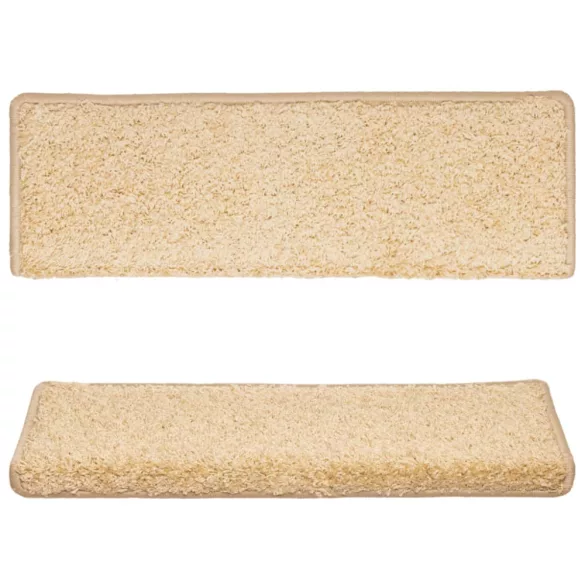 10 db krémszínű lépcsőszőnyeg, téglalap alakú széllel, 65 x 21 x 4 cm