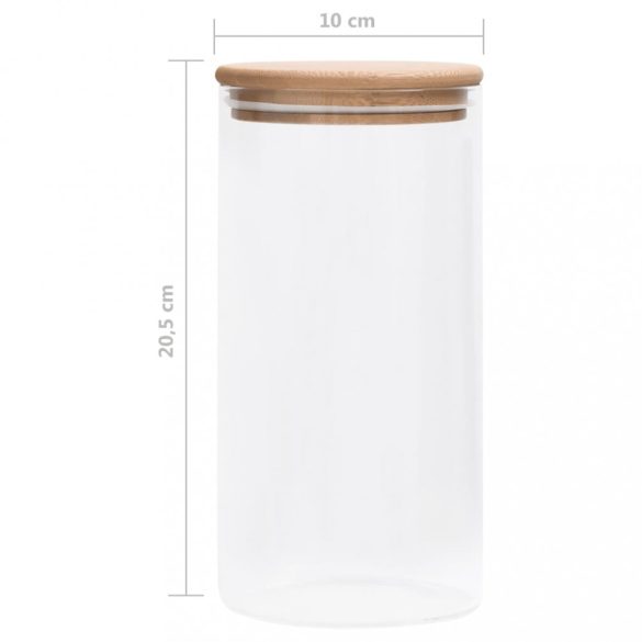 4 db üvegedény bambuszfedéllel 1200 ml