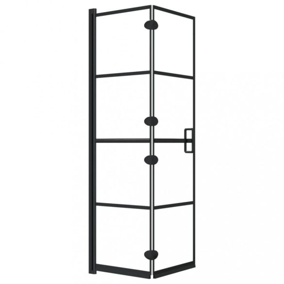 fekete ESG zuhanykabin összecsukható ajtóval 80 x 140 cm