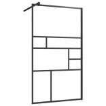 fekete zuhanyfal átlátszó ESG üveggel 90 x 195 cm