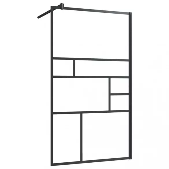 fekete zuhanyfal átlátszó ESG üveggel 90 x 195 cm