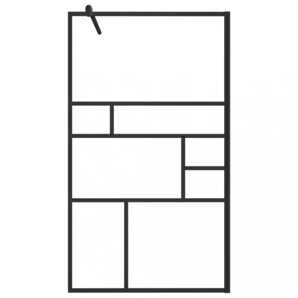 fekete zuhanyfal átlátszó ESG üveggel 90 x 195 cm