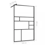 fekete zuhanyfal átlátszó ESG üveggel 100 x 195 cm