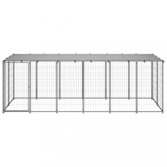 ezüstszínű acél kutyakennel 330 x 110 x 110 cm