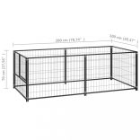 fekete acél kutyakennel 200 x 100 x 70 cm