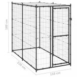 kültéri acél kutyakennel tetővel 110 x 220 x 180 cm