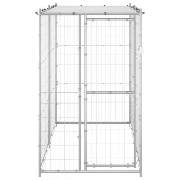 kültéri horganyozott acél kutyakennel tetővel 110x220x180 cm