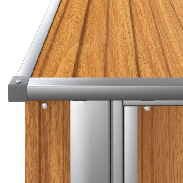 horganyzott acél, fahatású kerti fészer 180,5 x 97 x 209,5 cm