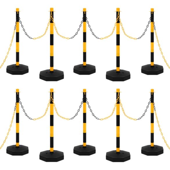 lánctartóoszlop-szett 10 m-es műanyag lánccal
