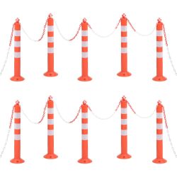 10 db polietilén forgalomterelő oszlop lánccal 75 cm