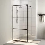 fekete zuhanyfal átlátszó ESG üveggel 80 x 195 cm