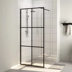fekete zuhanyfal átlátszó ESG üveggel 80 x 195 cm