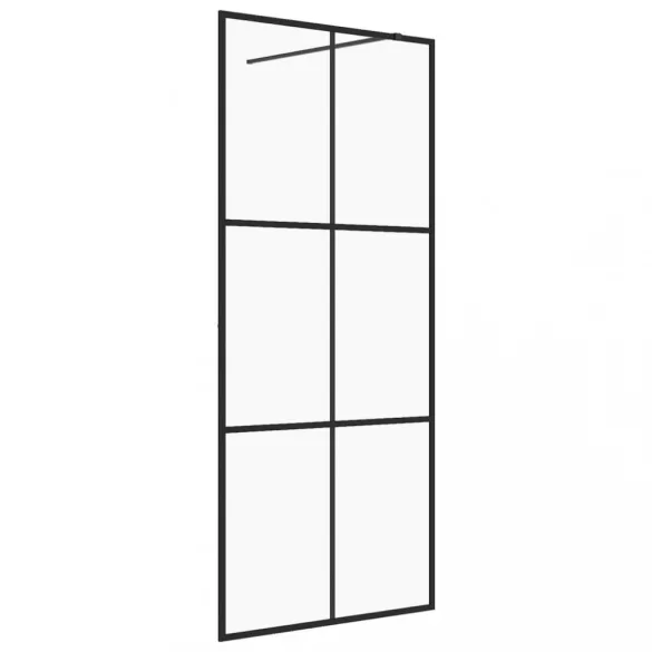 fekete zuhanyfal átlátszó ESG üveggel 80 x 195 cm