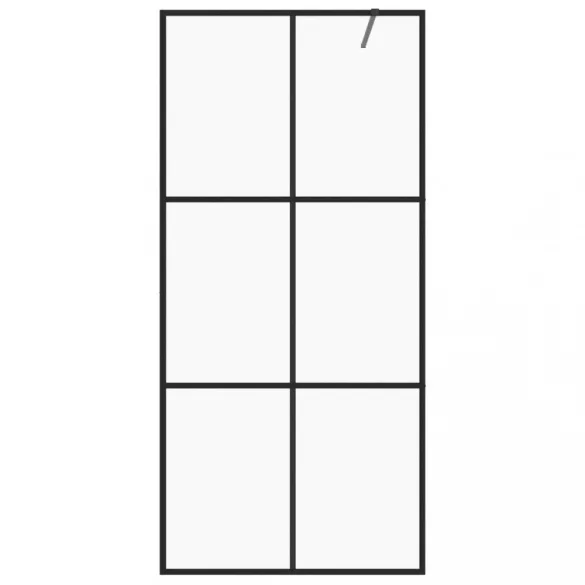 fekete zuhanyfal átlátszó ESG üveggel 90 x 195 cm