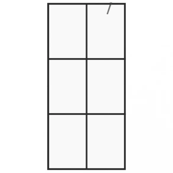 fekete zuhanyfal átlátszó ESG üveggel 100 x 195 cm