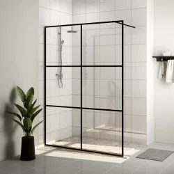 fekete zuhanyfal átlátszó ESG üveggel 140 x 195 cm